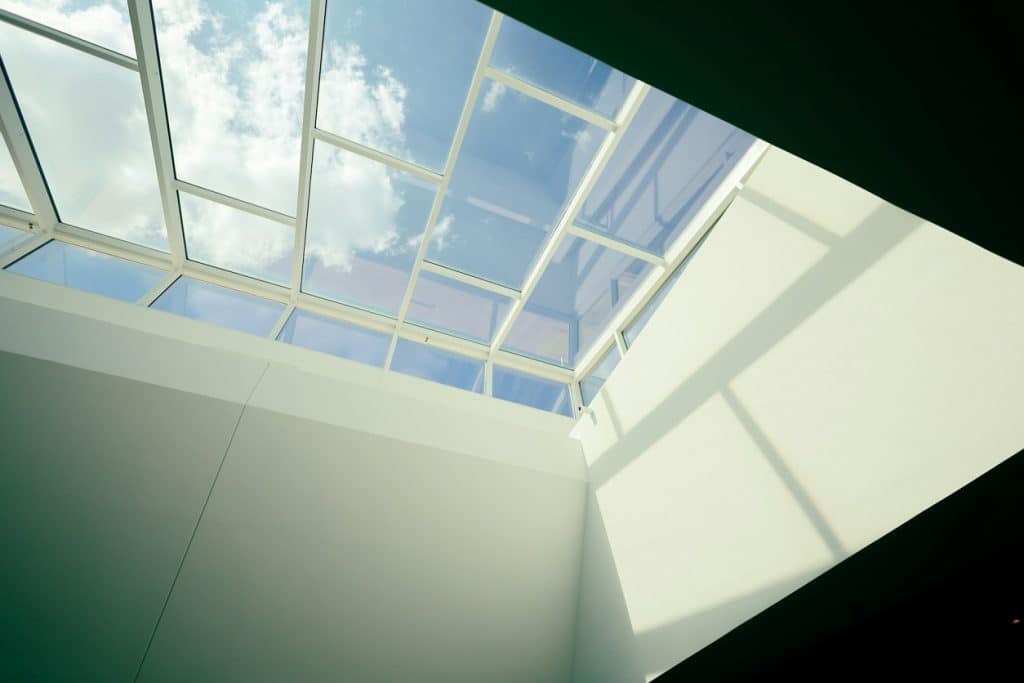 skylight and white walls